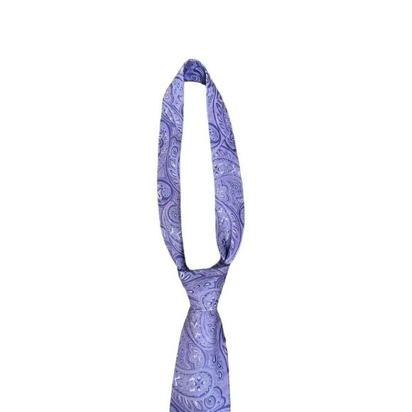 Tasso Elba Men's Classic Paisley 100% Silk Tie Purple Size Regular - Picture 4 of 9